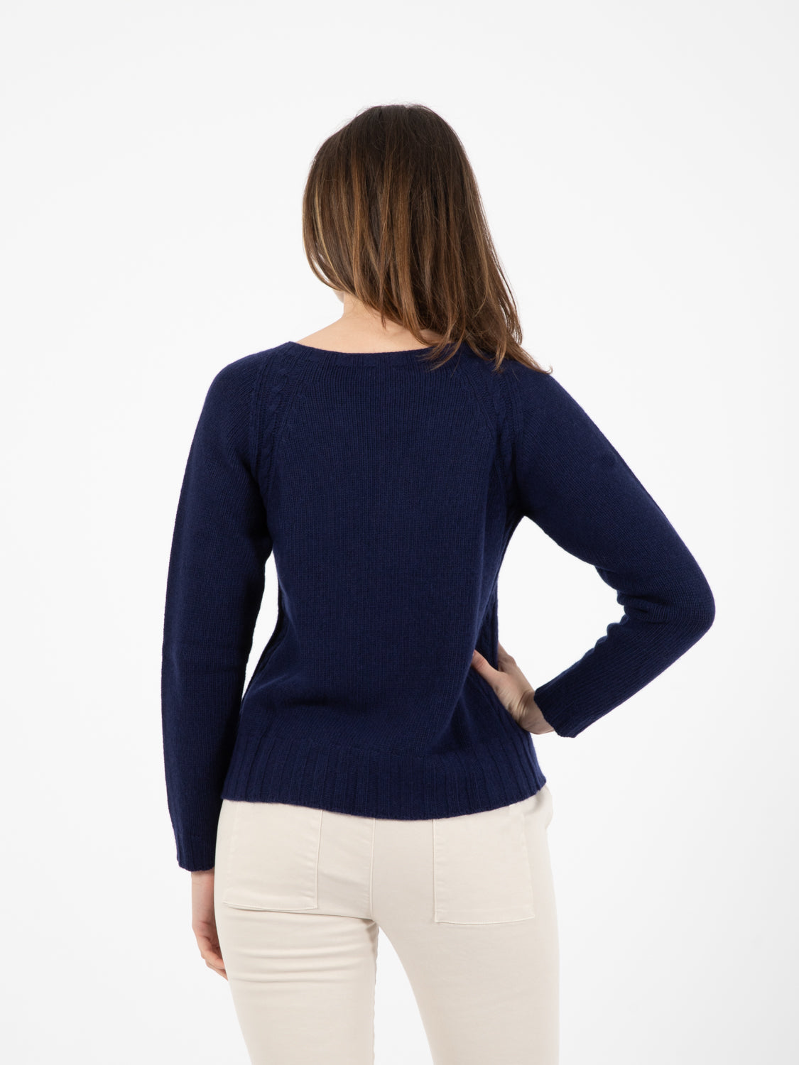 Navy braid crop sweater