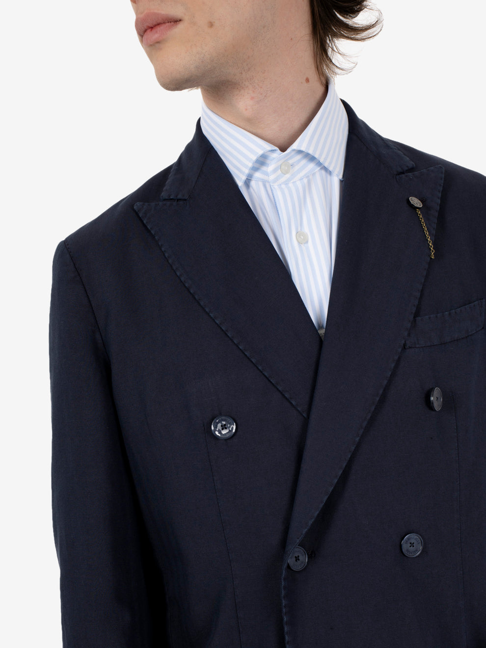 Navy blue double-breasted blazer