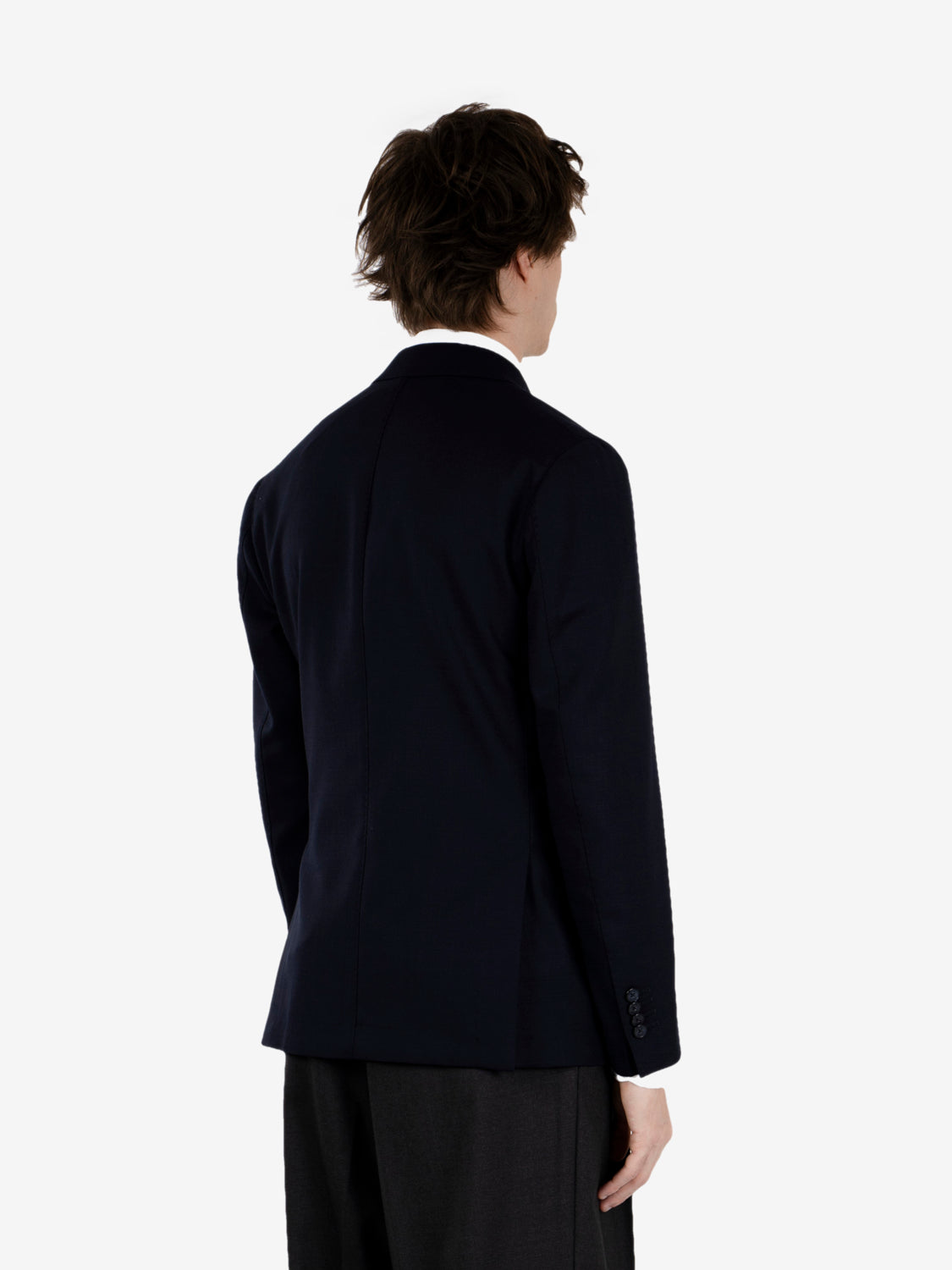 Navy blue wool double-breasted blazer