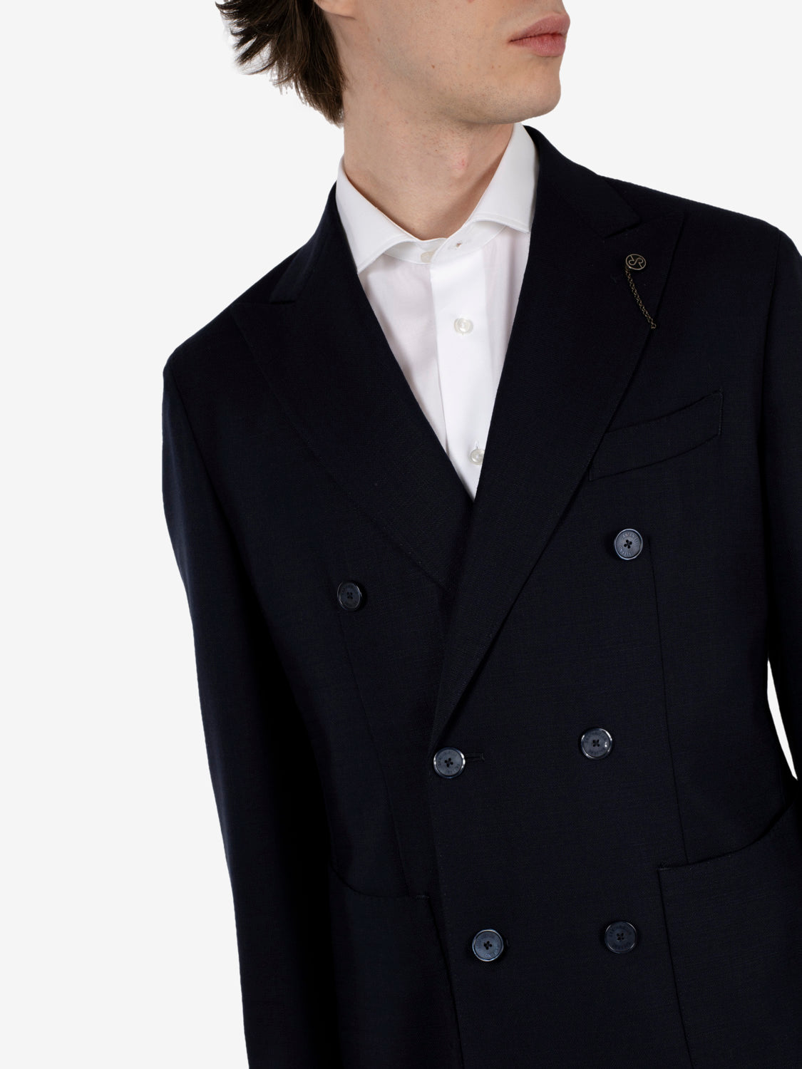 Navy blue wool double-breasted blazer