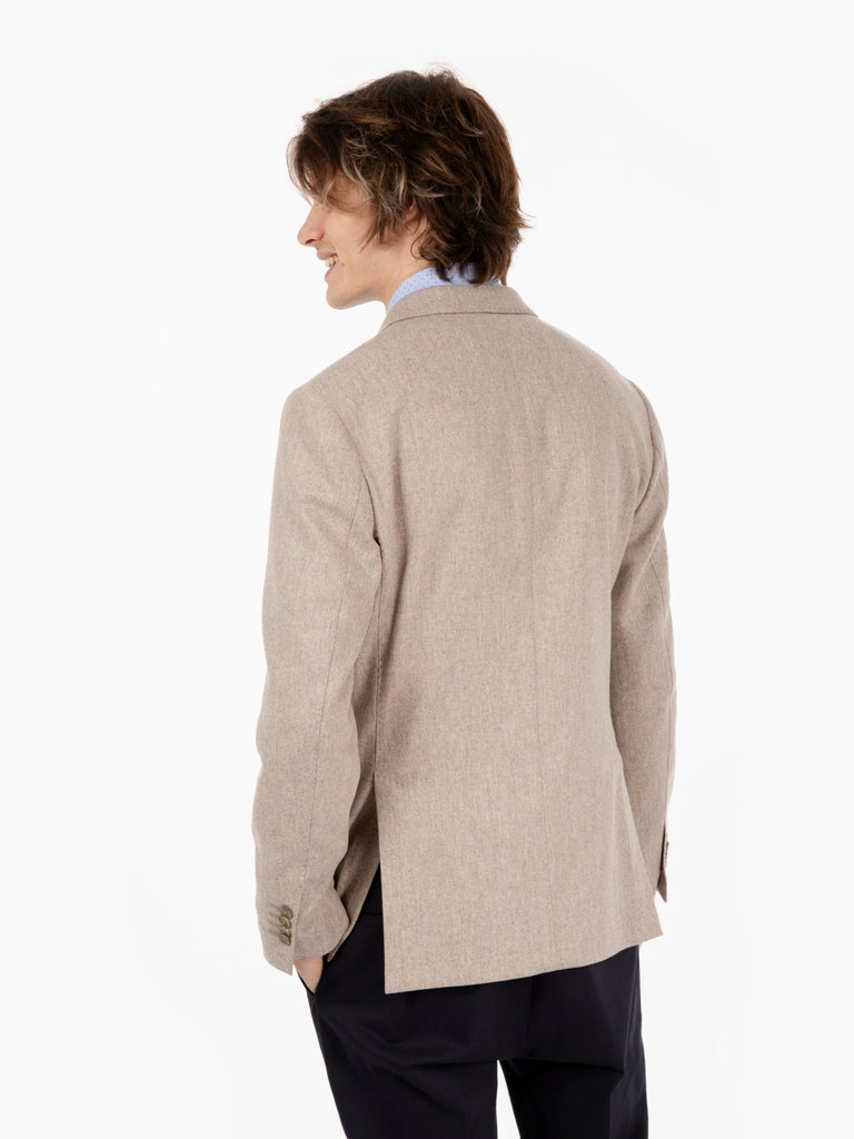 SANTANIELLO - Blazer doppiopetto in lana cachemire beige