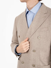 SANTANIELLO - Blazer doppiopetto in lana cachemire beige