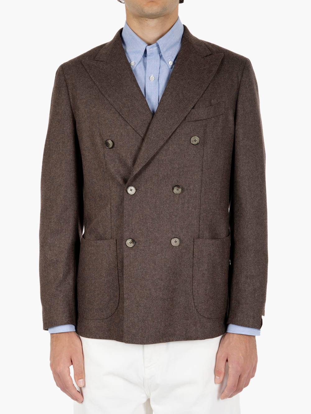Double-breasted blazer in dark wool and cashmere
