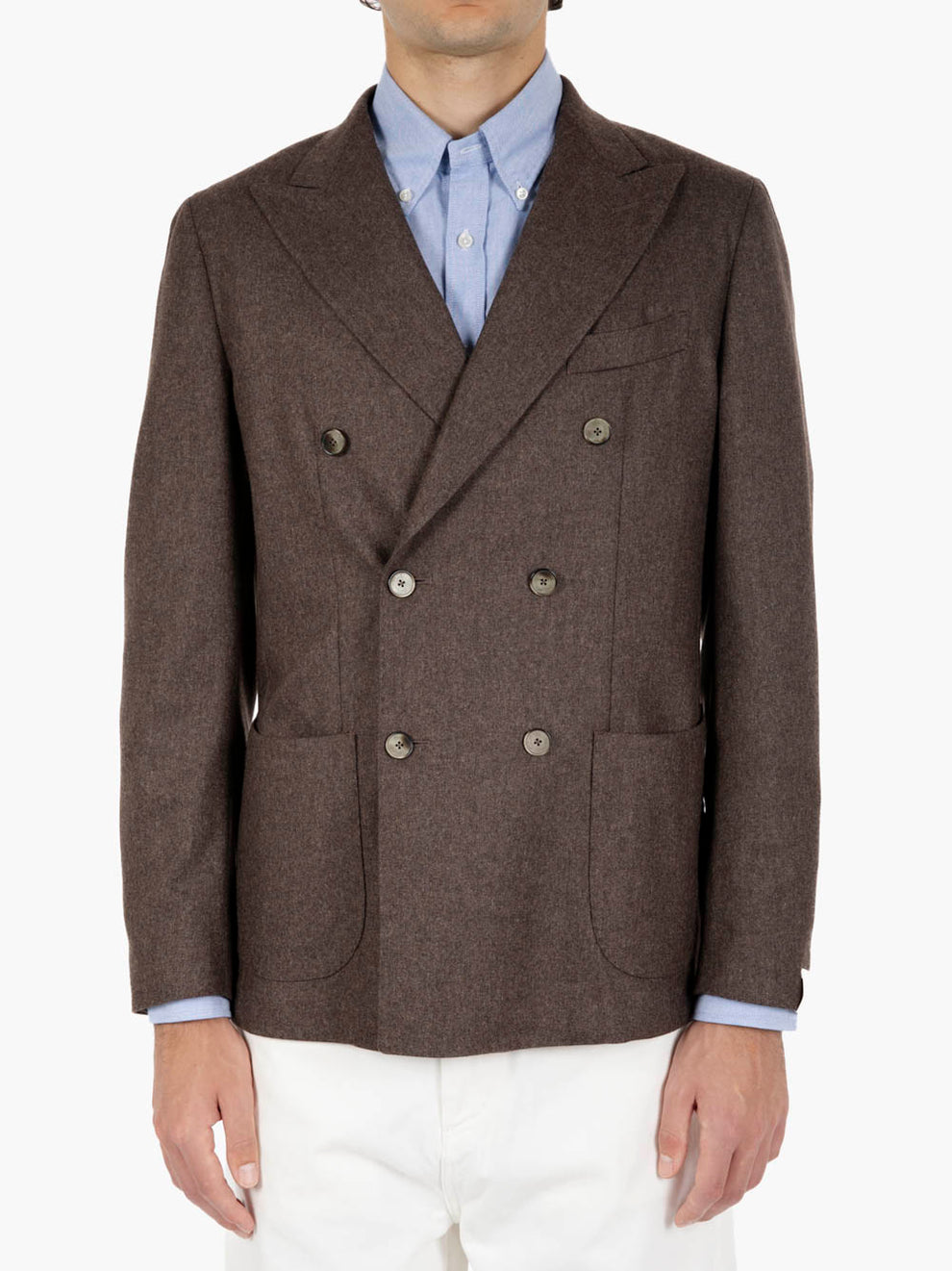 Double-breasted blazer in dark wool and cashmere