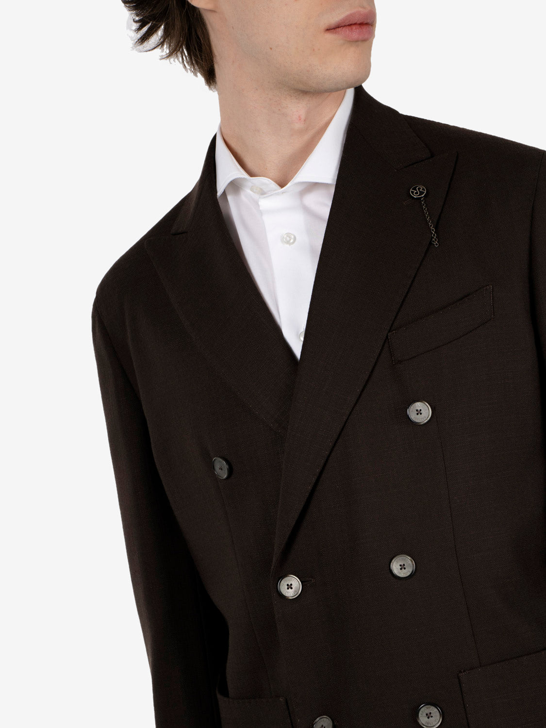 Brown wool double-breasted blazer