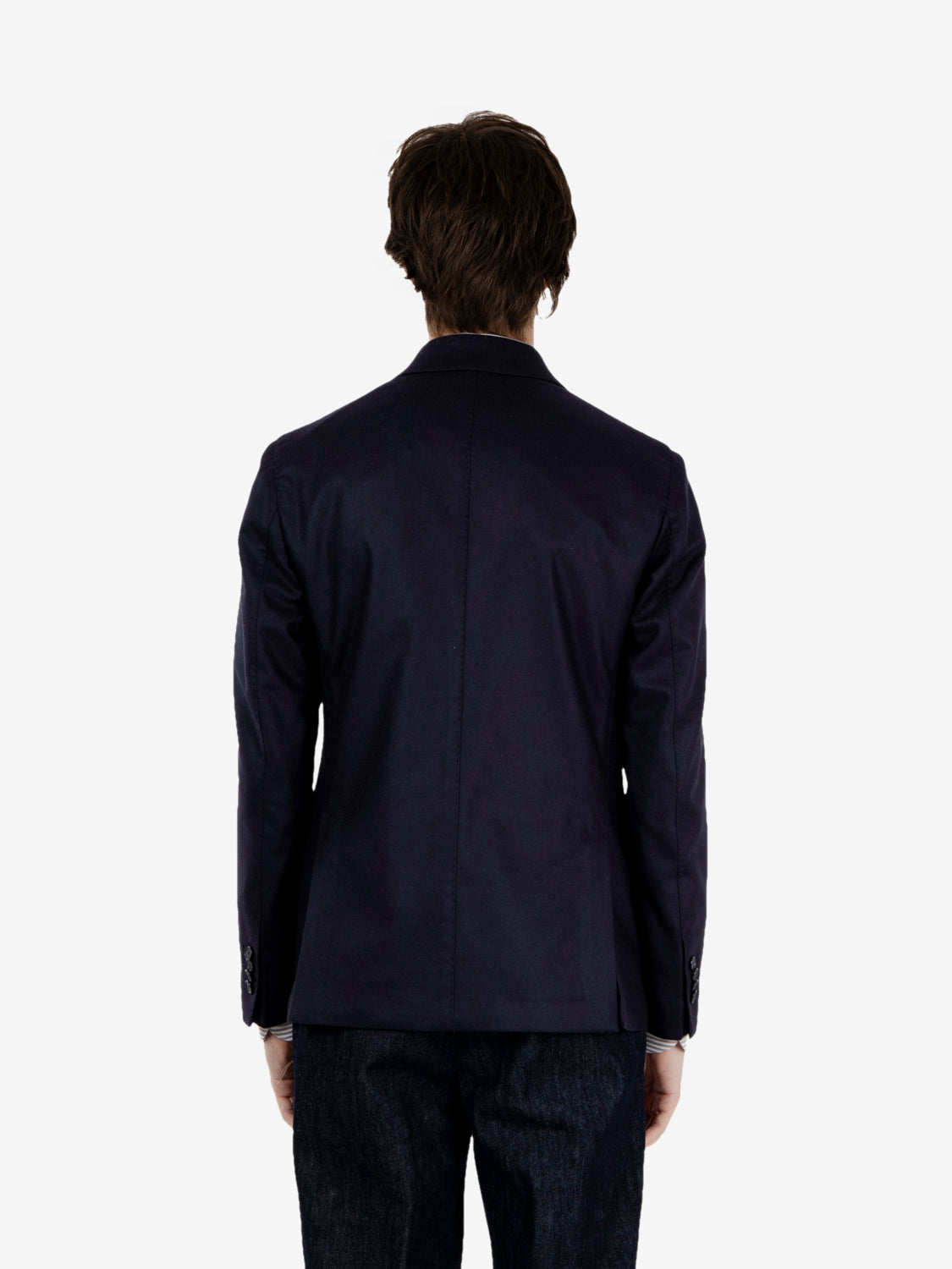 Blazer doppiopetto in misto lana blu navy