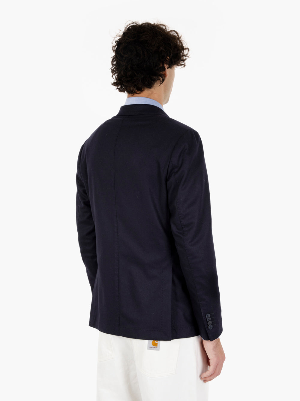 Navy wool blend double-breasted blazer