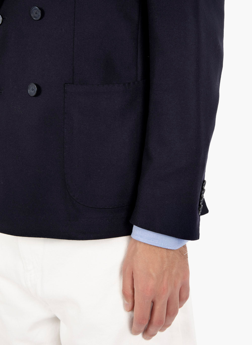 Navy wool blend double-breasted blazer