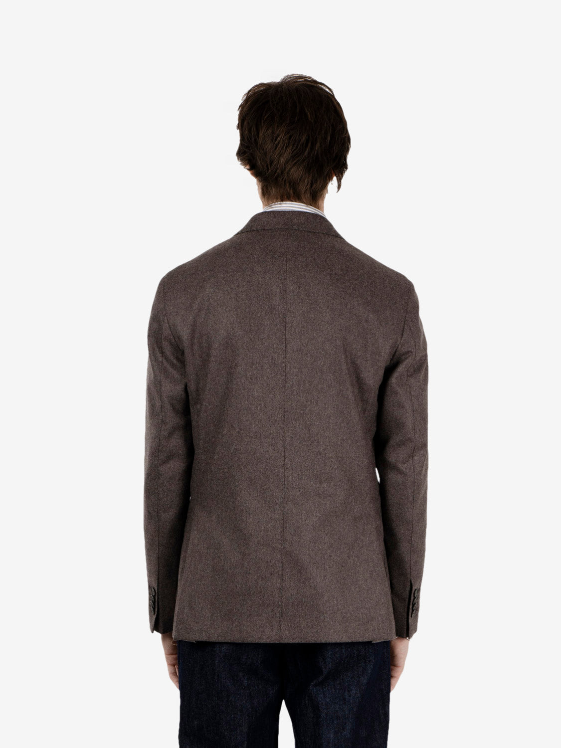 Brown stretch wool-blend double-breasted blazer
