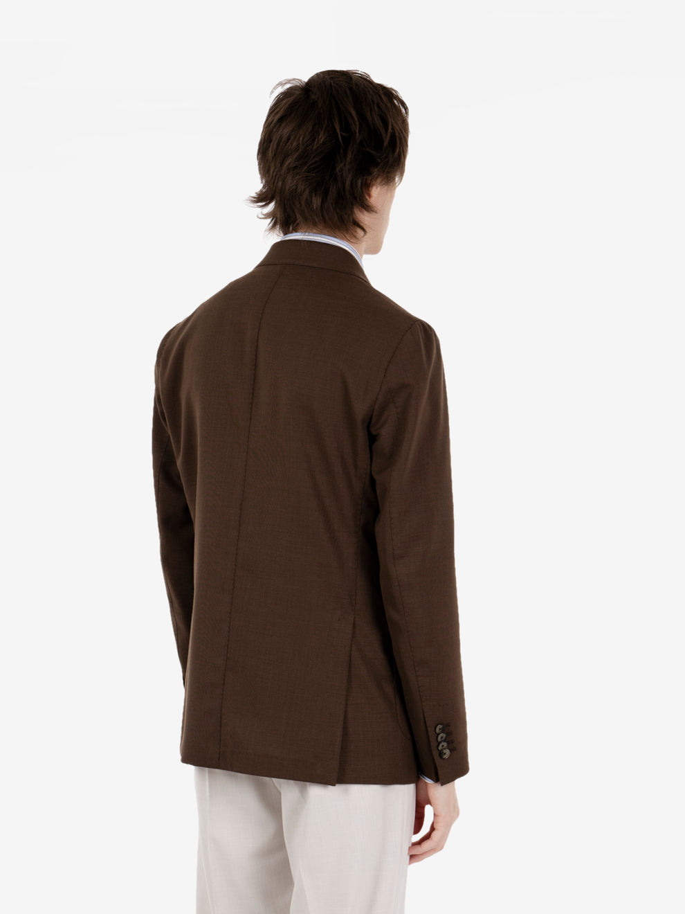 Blazer doppiopetto in misto lino moro