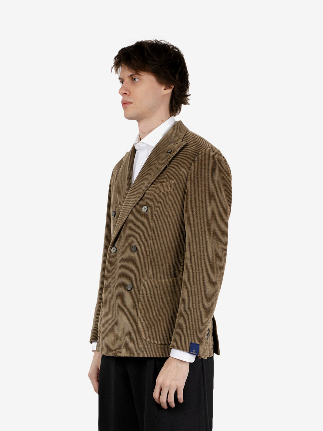 Brown corduroy double-breasted blazer