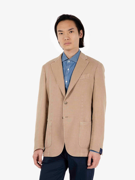 Blazer in cotone e lino beige