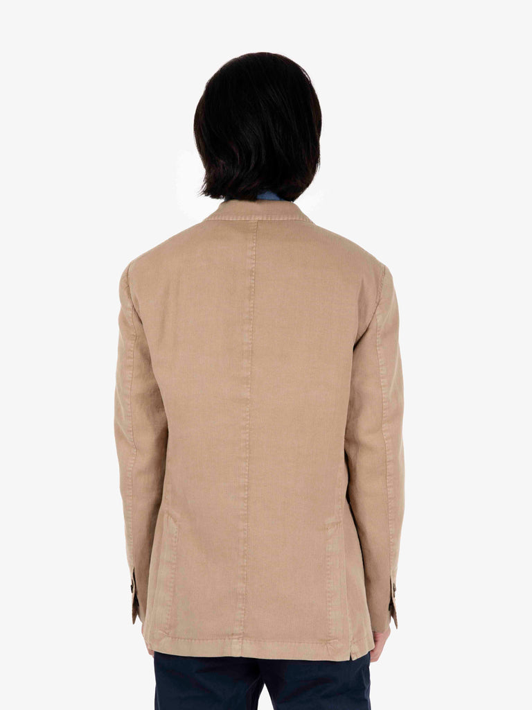 SANTANIELLO - Blazer in cotone e lino beige