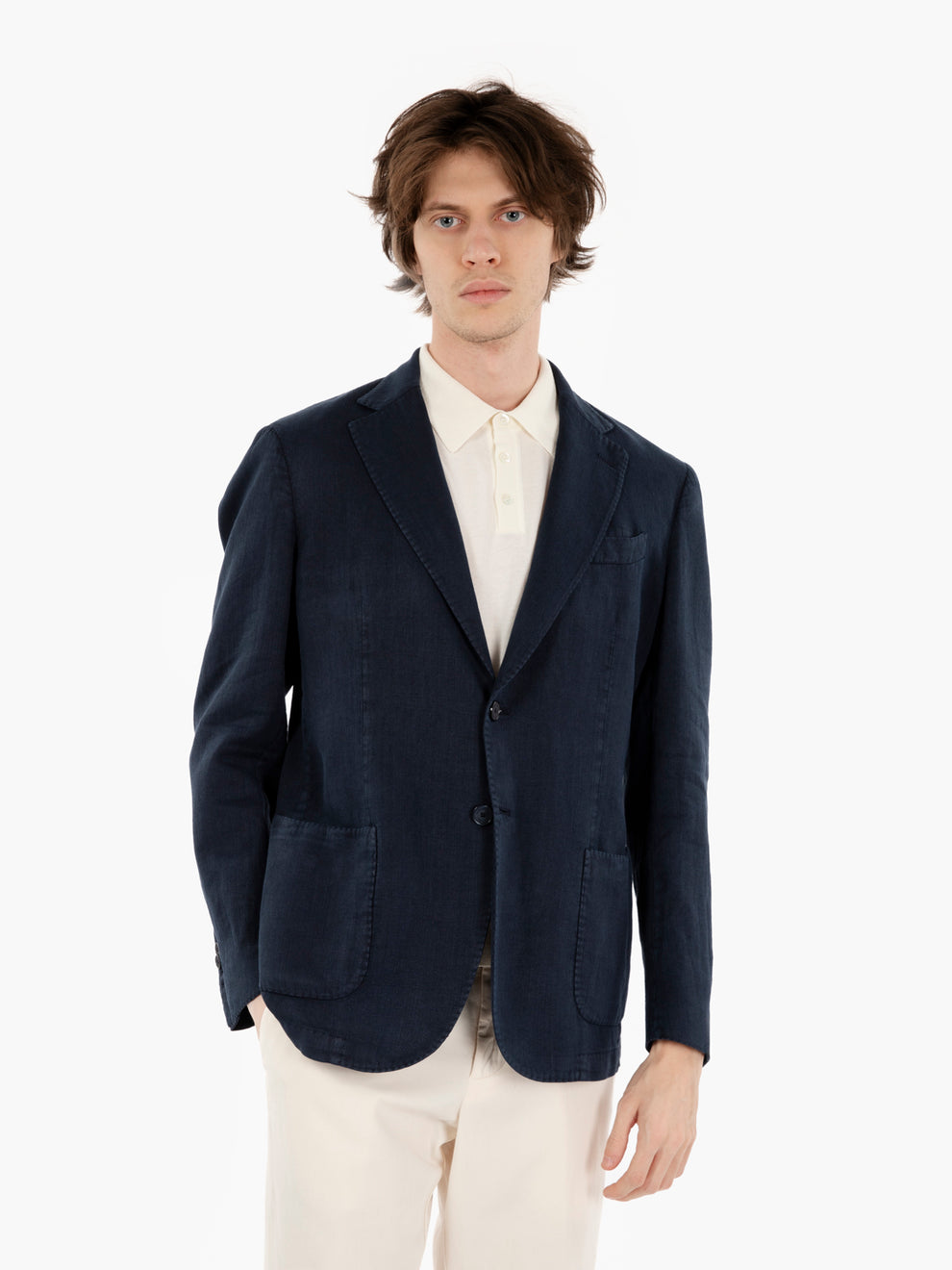 Navy Cotton Linen Blazer