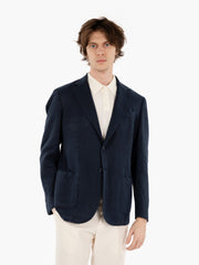 SANTANIELLO - Blazer in cotone e lino navy