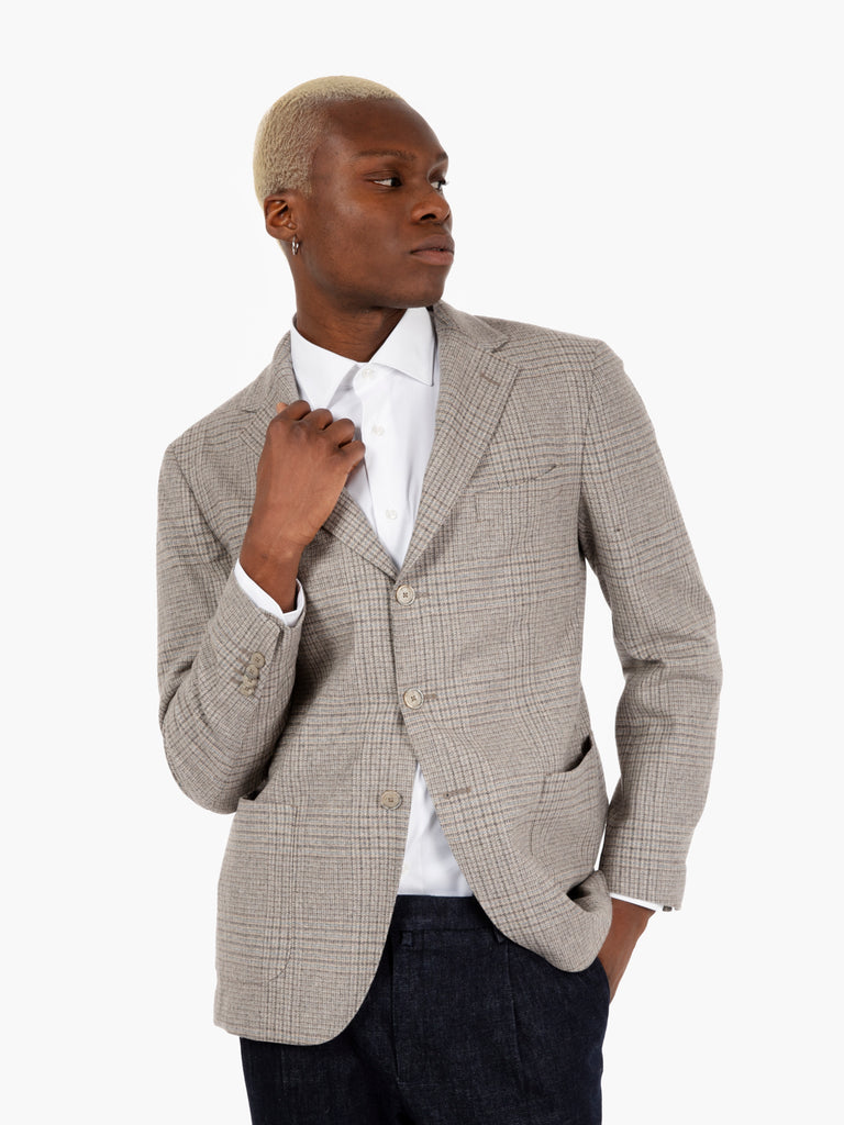 SANTANIELLO - Blazer in flanella Galles naturale / grigio