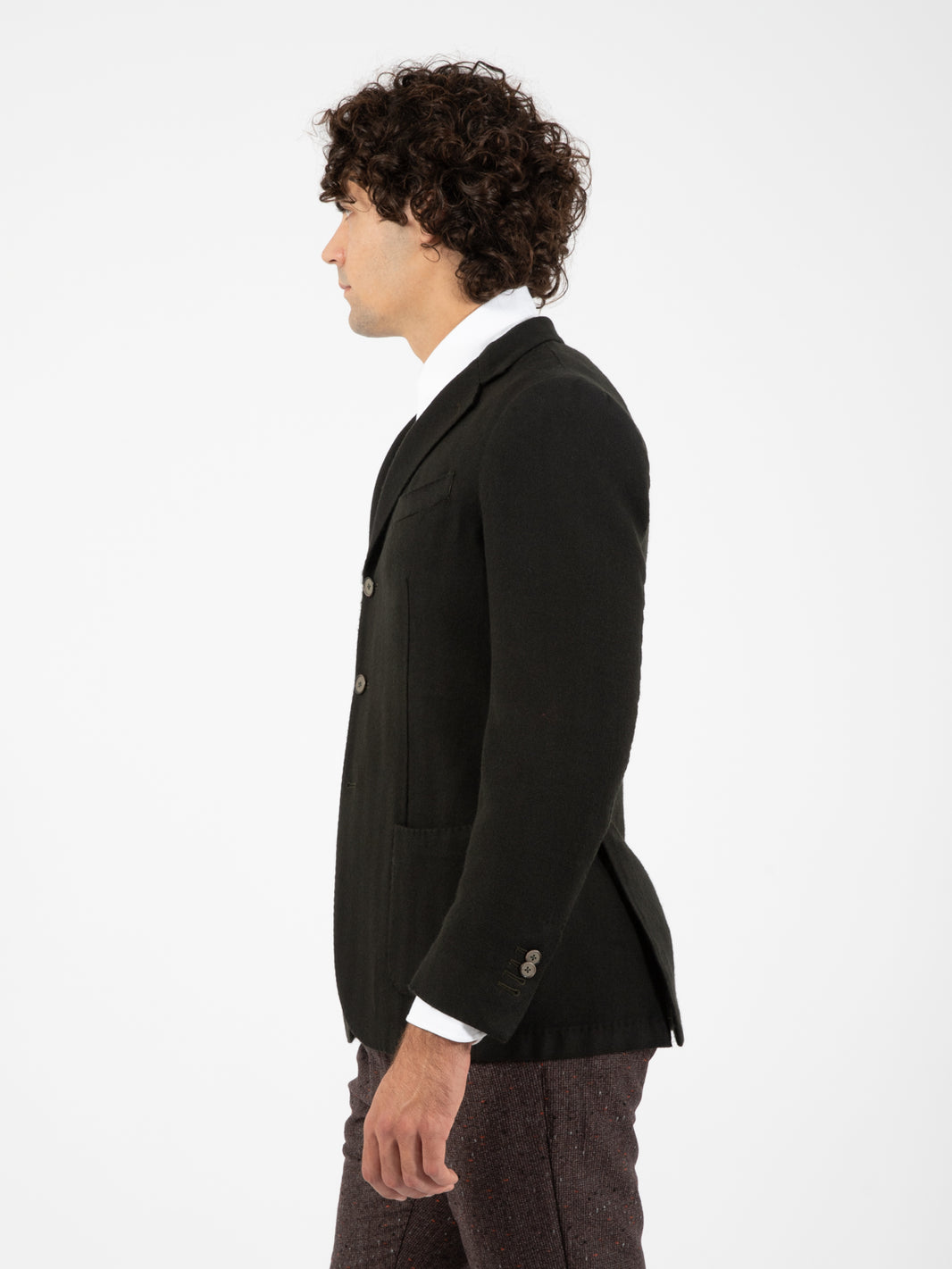 Dark Green Twisted Carded Wool Blazer
