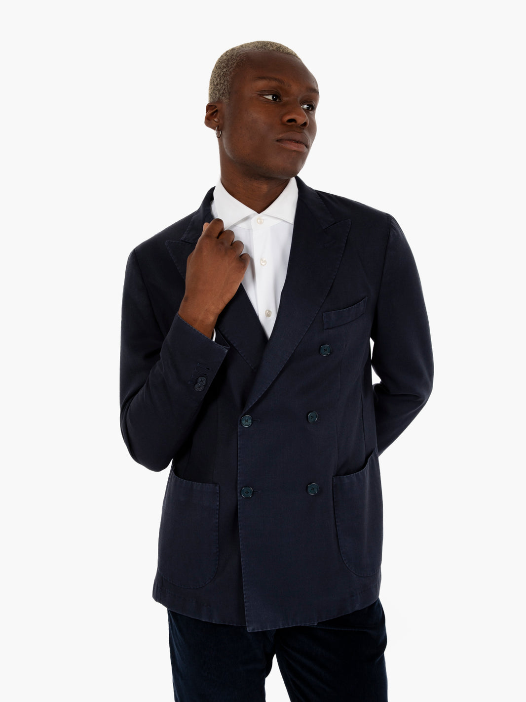 Blue double-breasted wool blazer