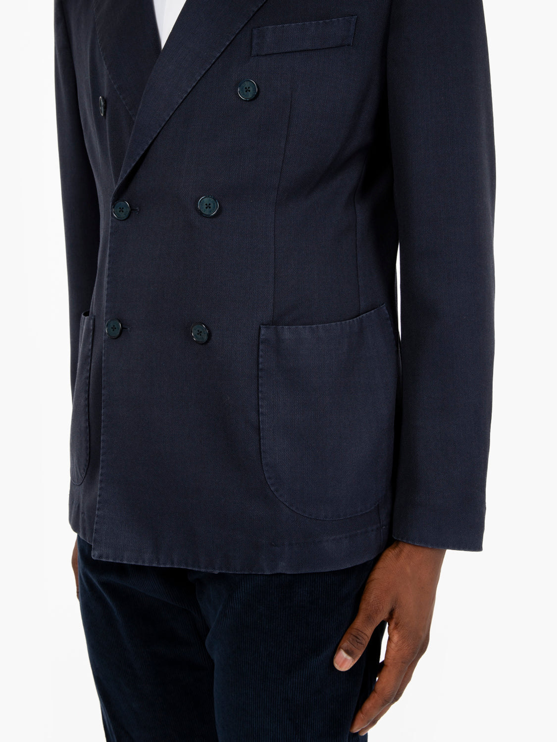 Blue double-breasted wool blazer