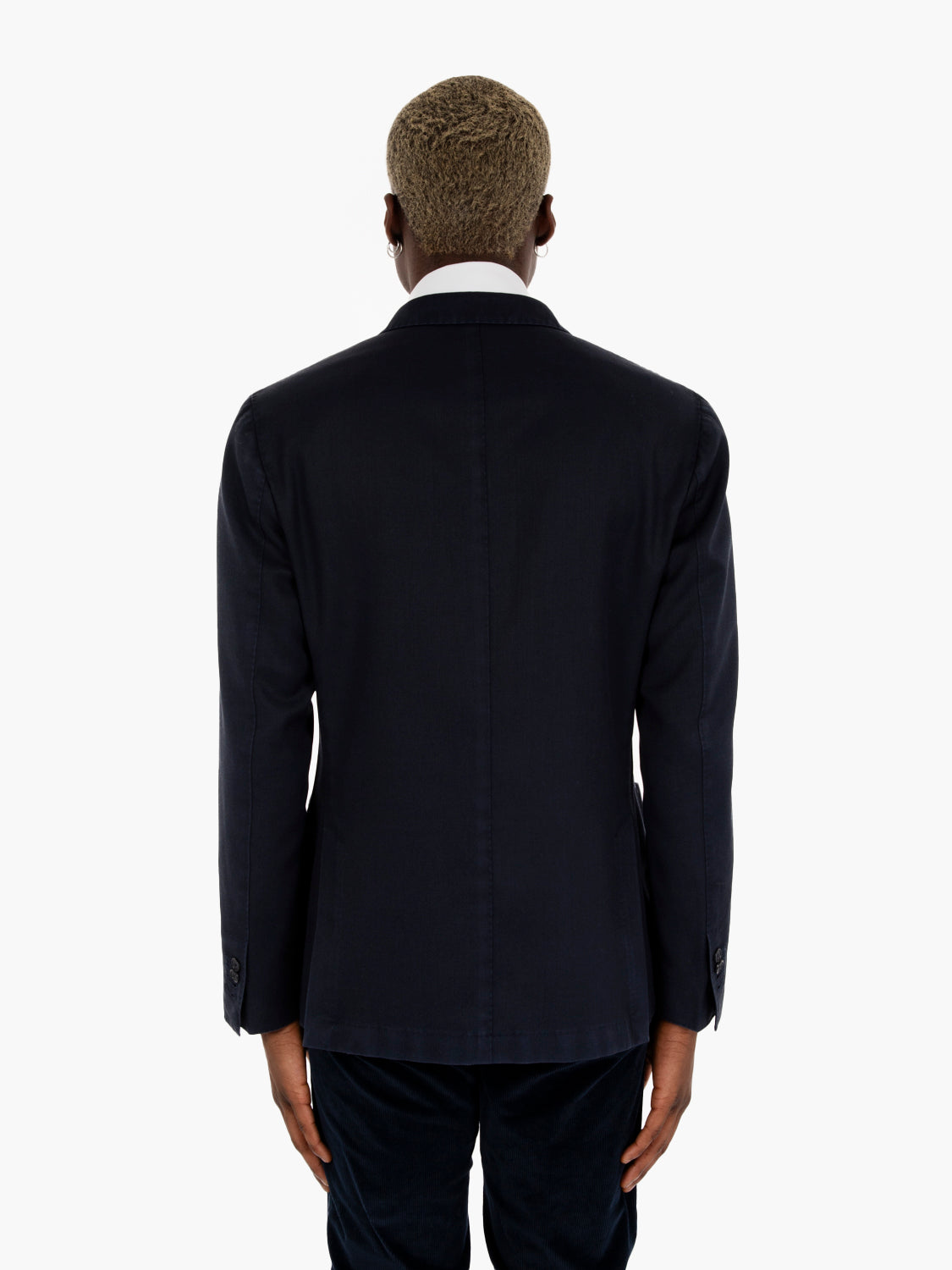 Blue double-breasted wool blazer