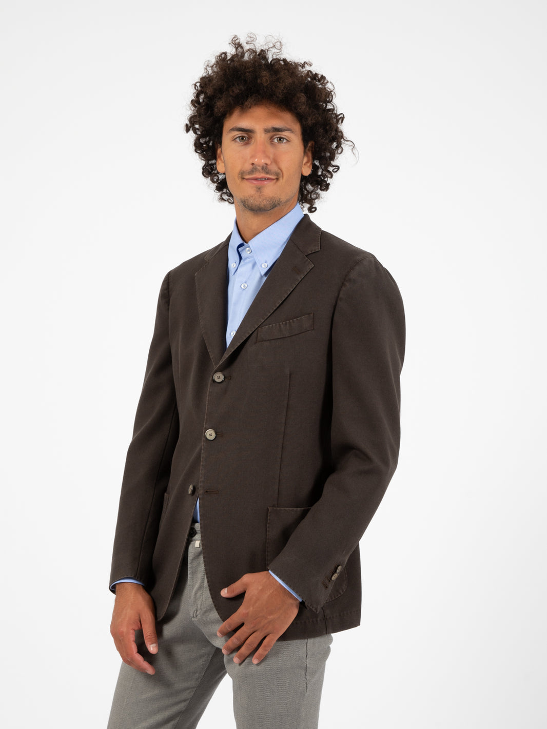 Brown extrafine wool blazer