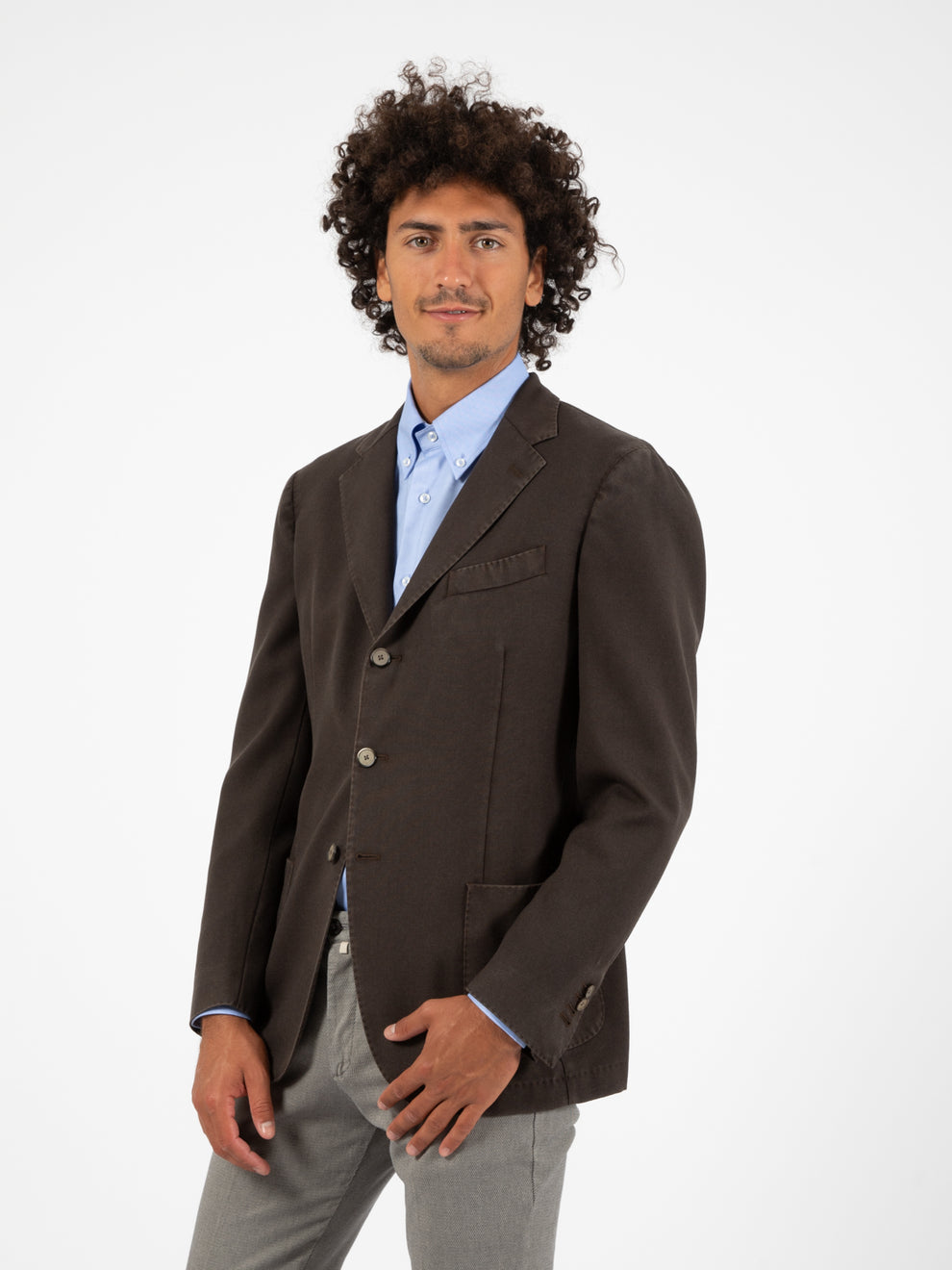 Brown extrafine wool blazer