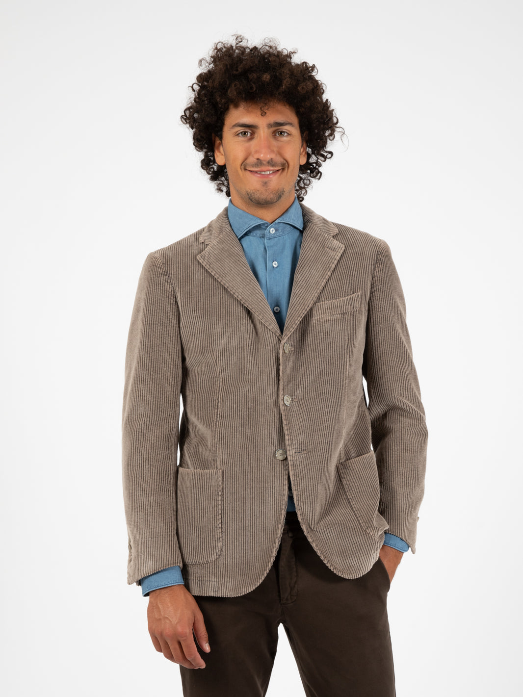 Blazer in beige soft touch velvet