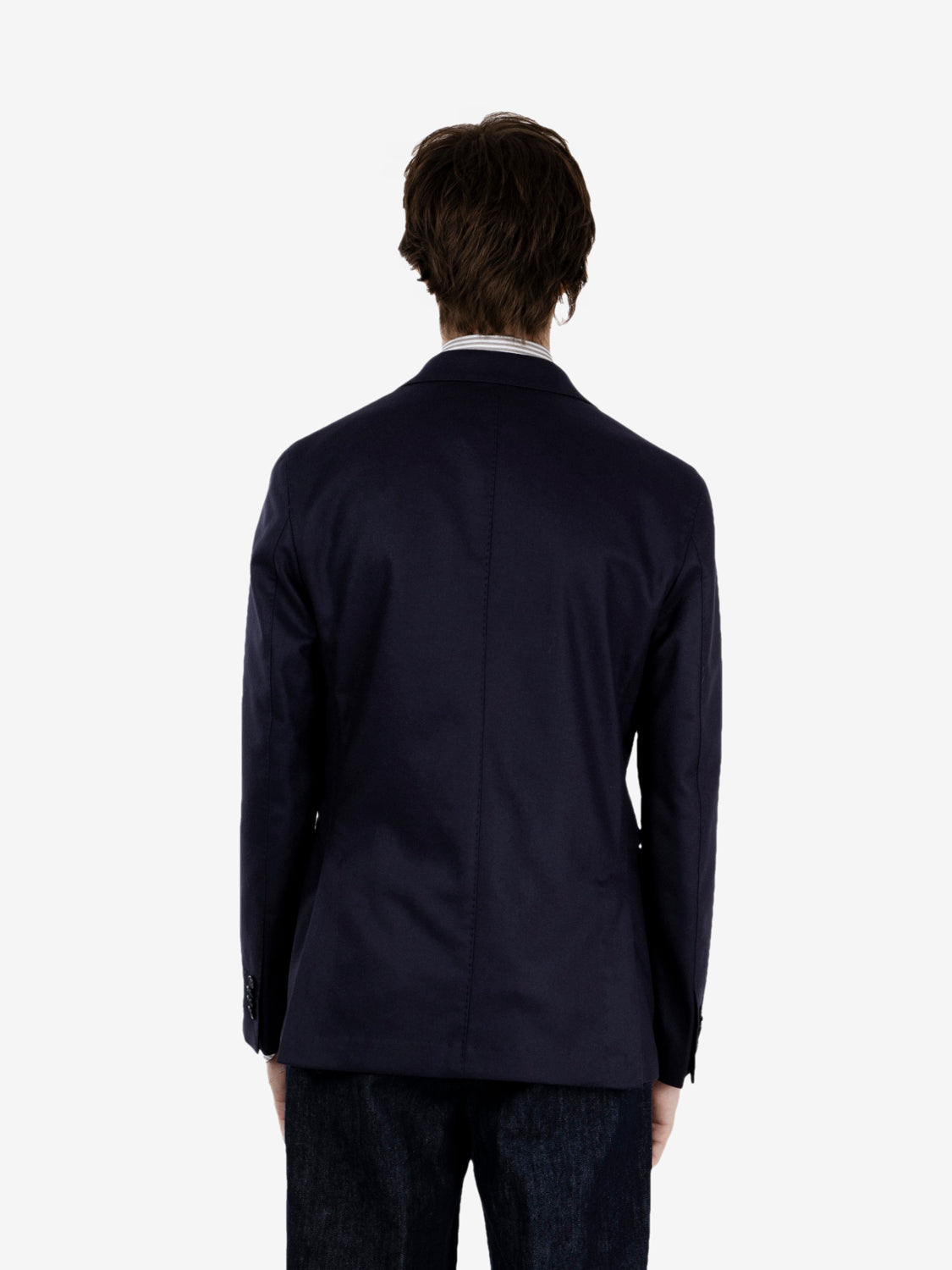 Navy blue wool-blend single-breasted blazer