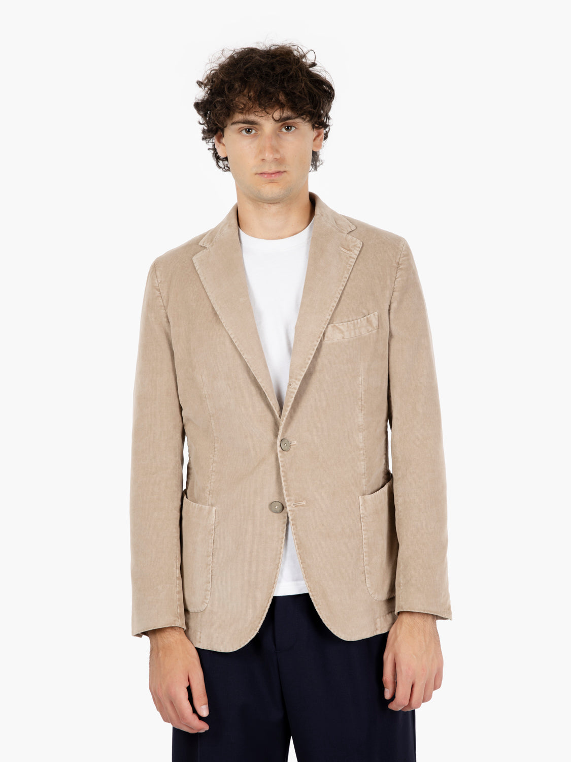 Blazer monopetto in velluto beige
