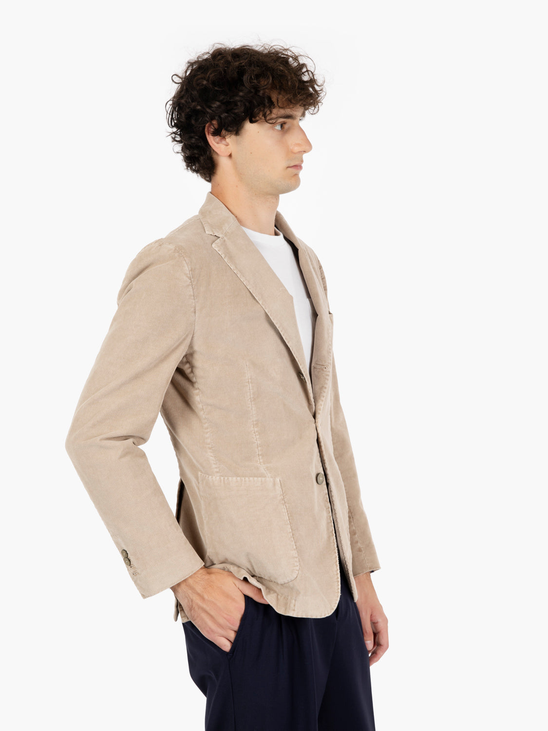 Blazer monopetto in velluto beige
