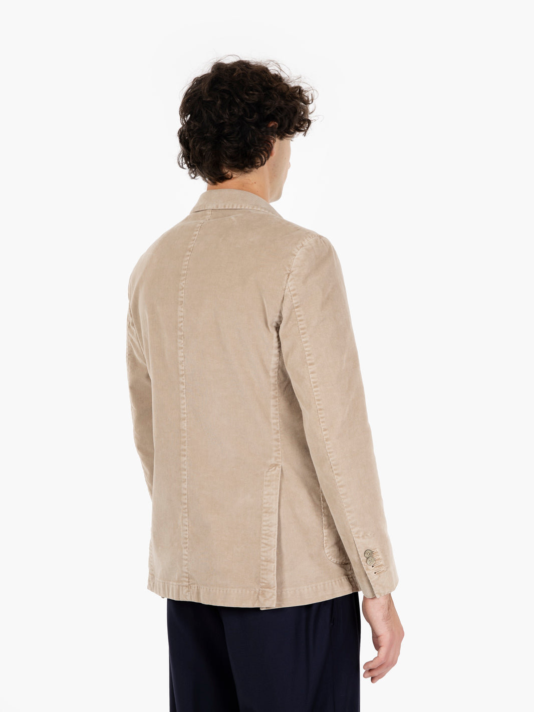 Beige velvet single-breasted blazer
