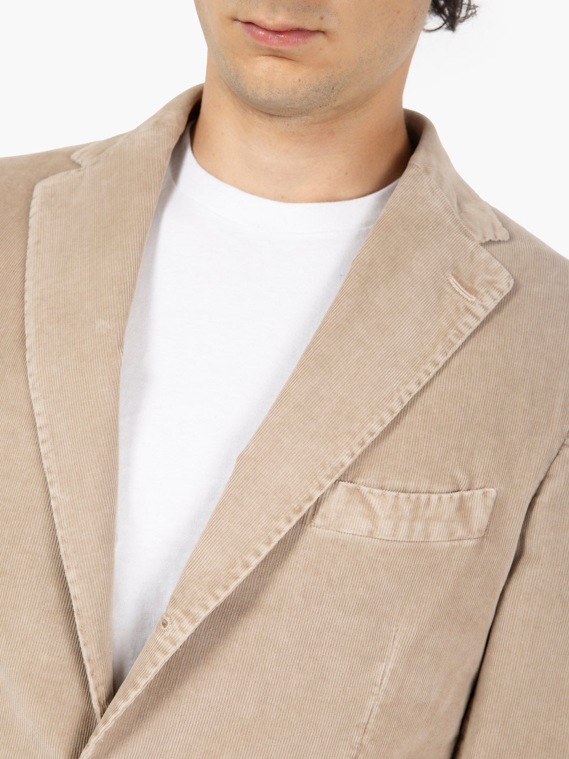 Blazer monopetto in velluto beige
