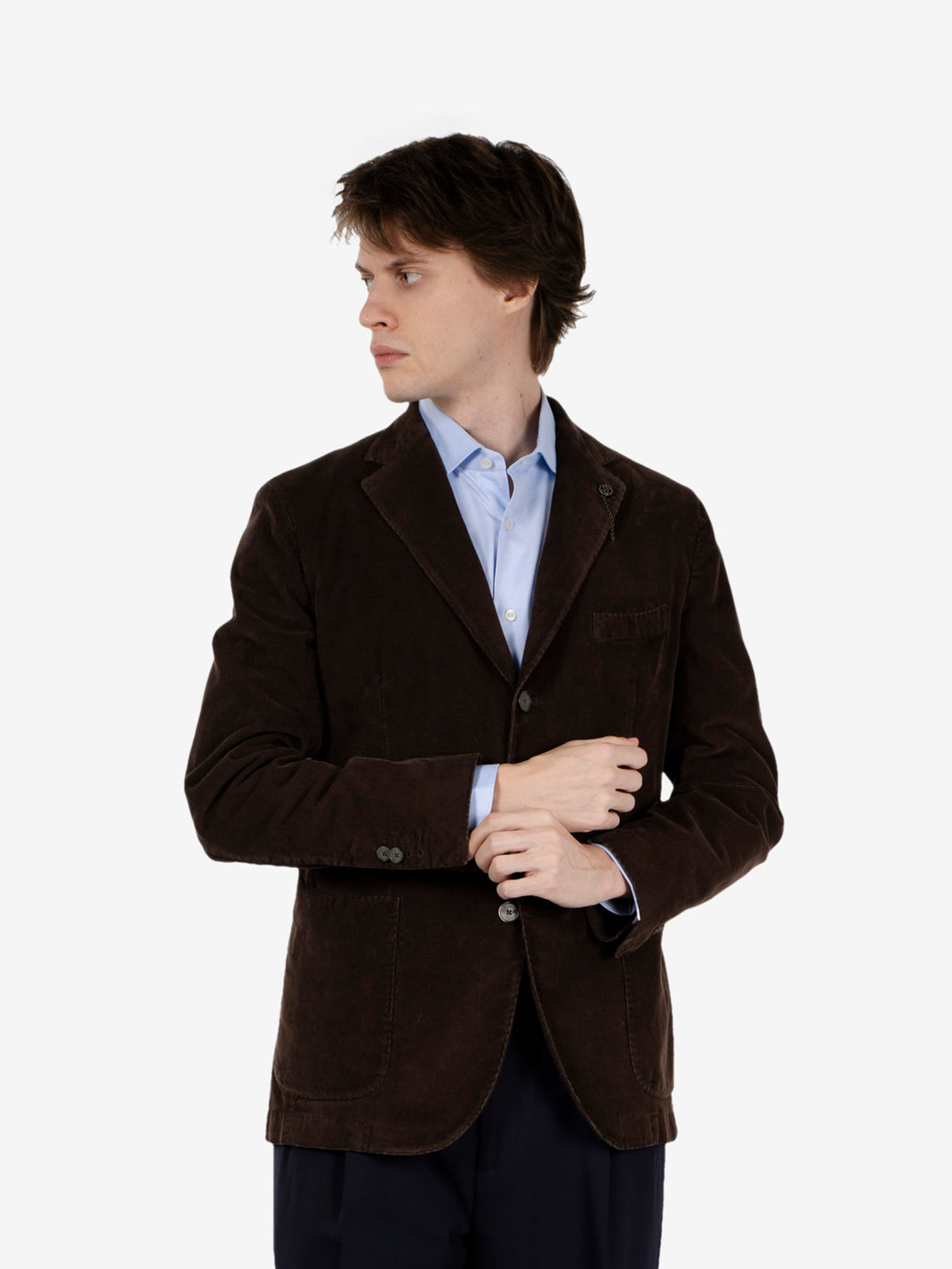 Blazer monopetto in velluto millerighe marrone