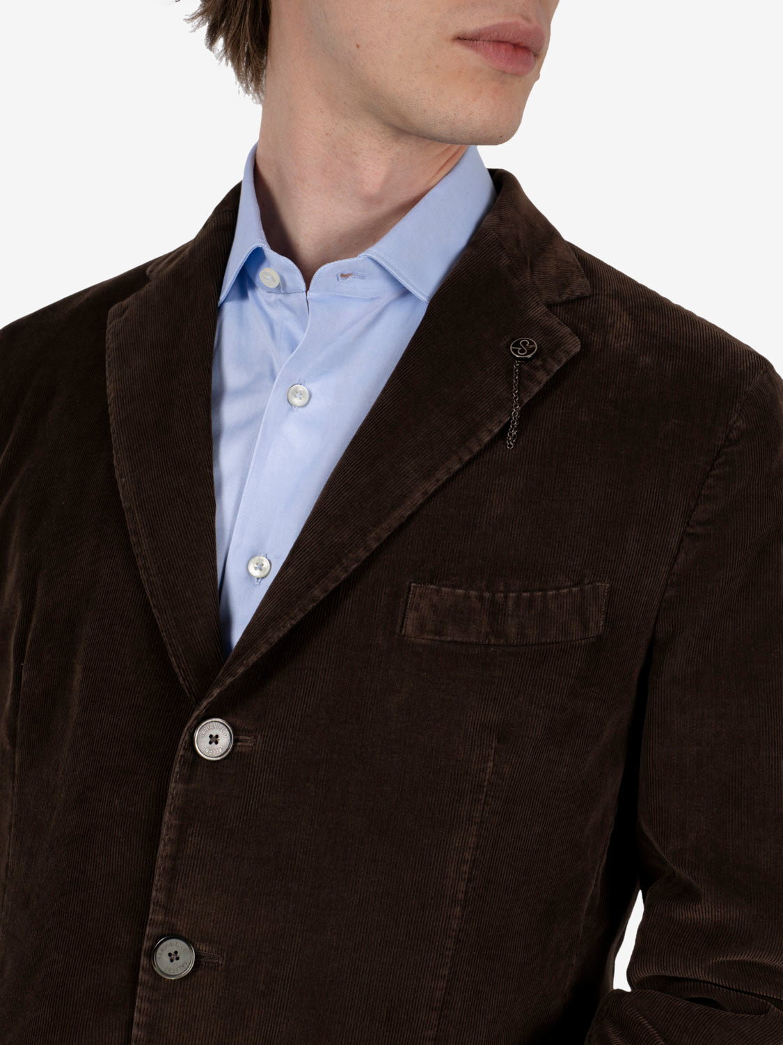 SINGLE-BREASTED PINSTRIPE CORDUROY JACKET BROWN DSE3406-GL799MF-BTF_58F