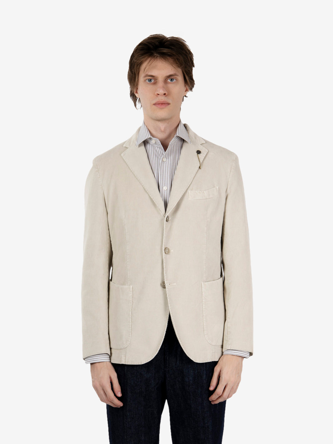 Cream corduroy single-breasted blazer