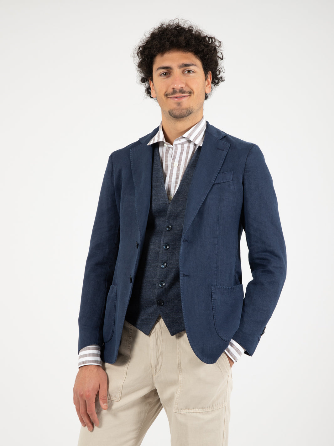 Blue unlined single breasted blazer