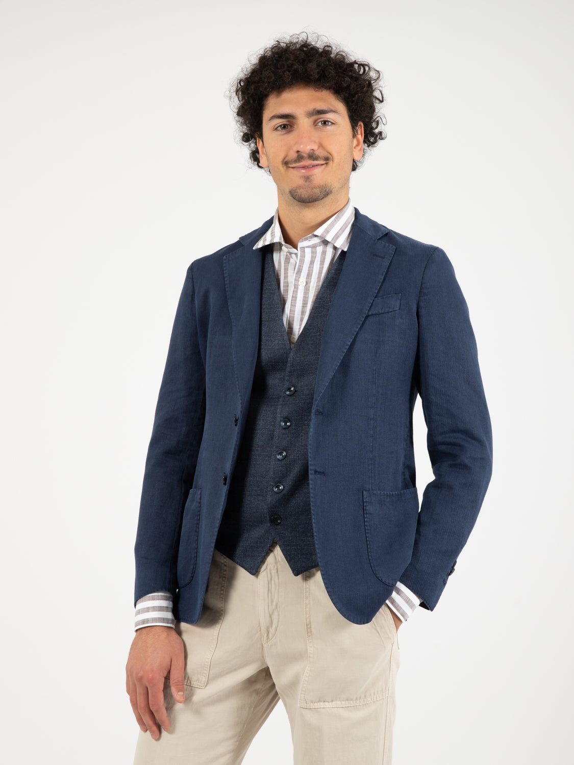 Blue unlined single breasted blazer