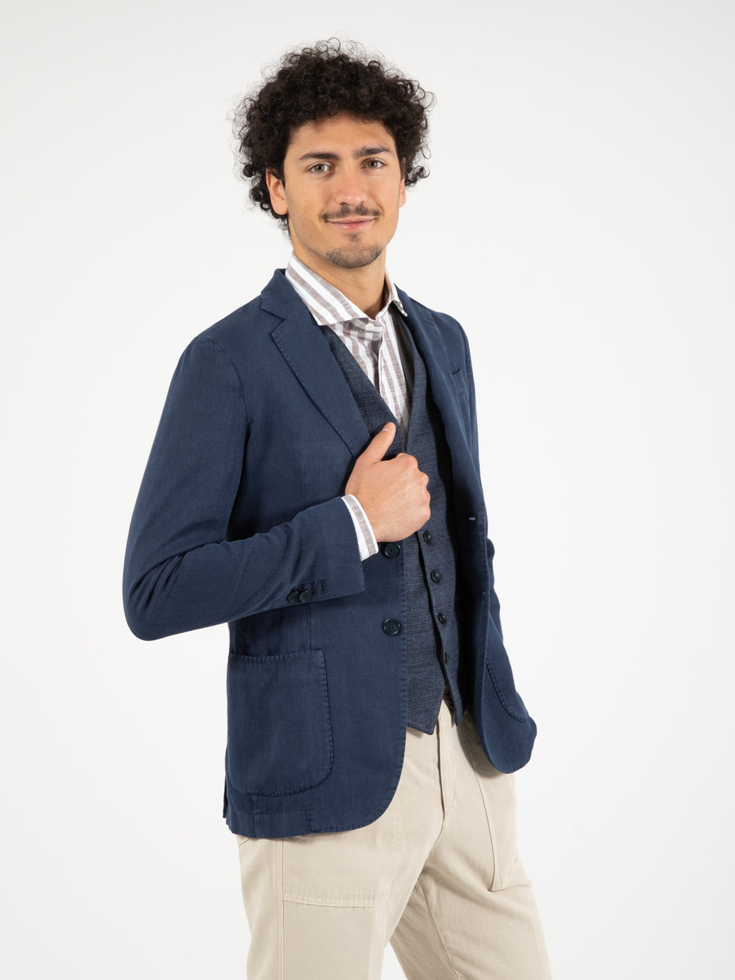 Blue unlined single breasted blazer