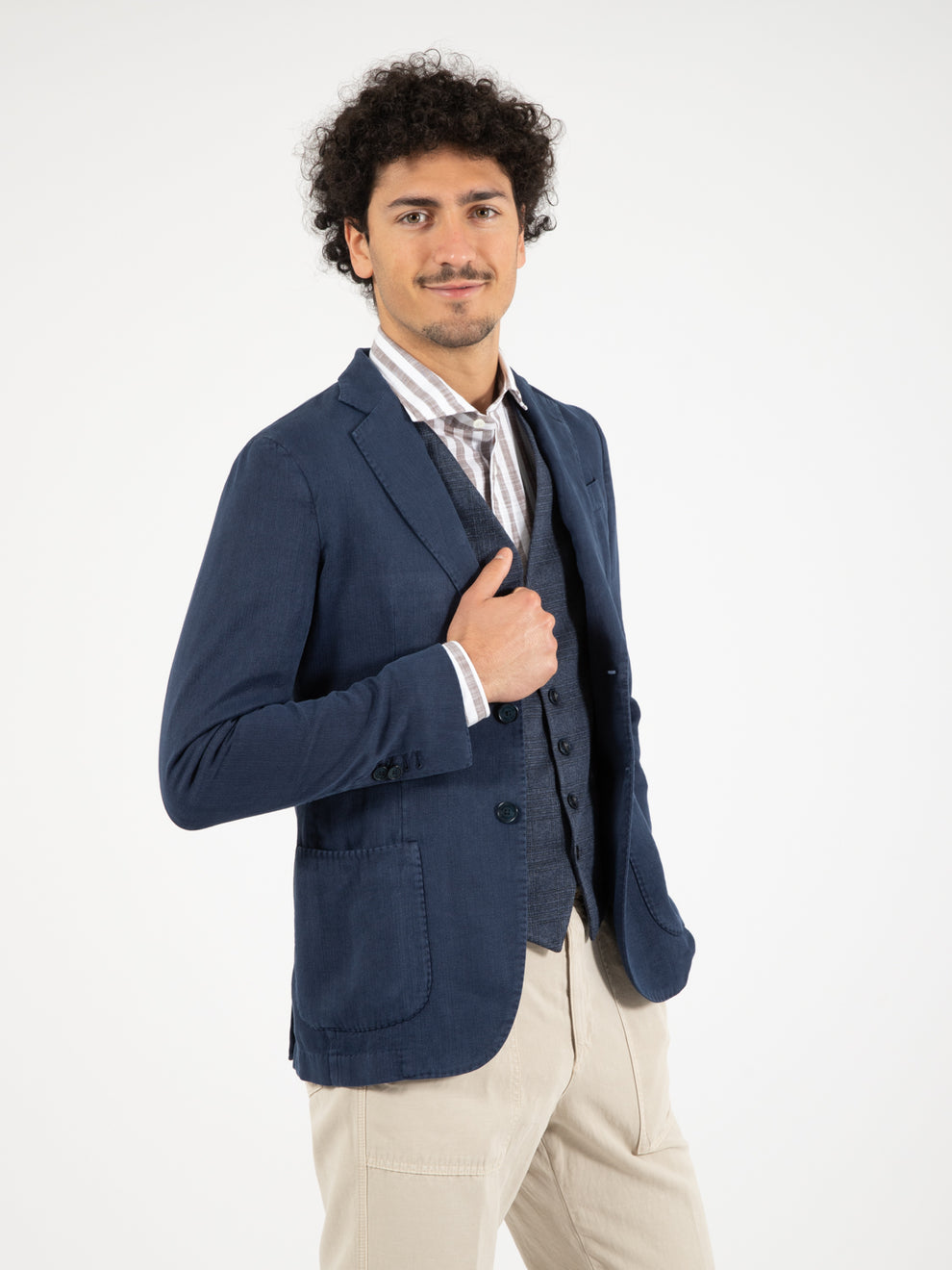 Blue unlined single breasted blazer