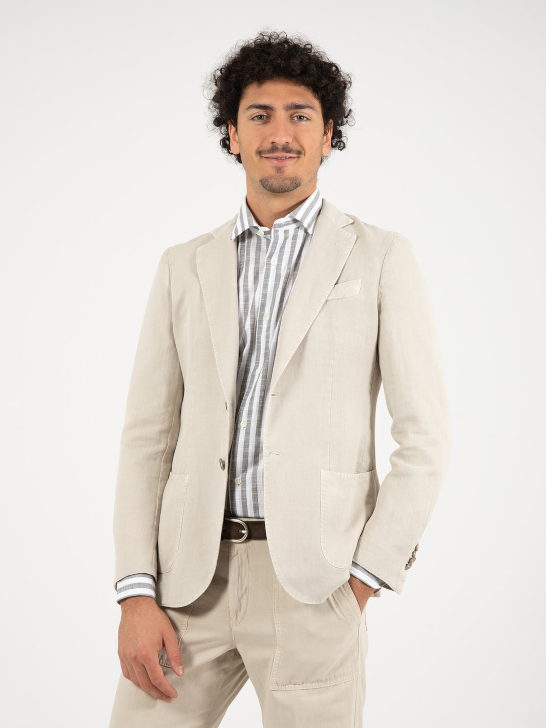 Natural unlined single breasted blazer