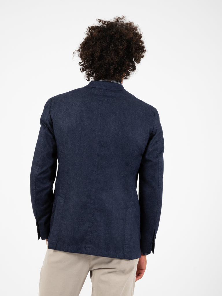 SANTANIELLO - Blazer sfoderato in misto lana blu