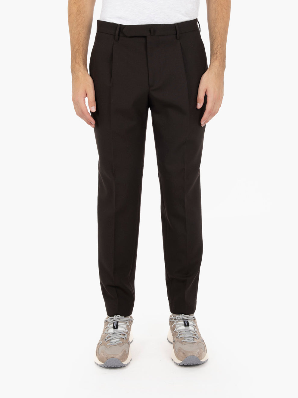 Dark brown carrot-fit trousers
