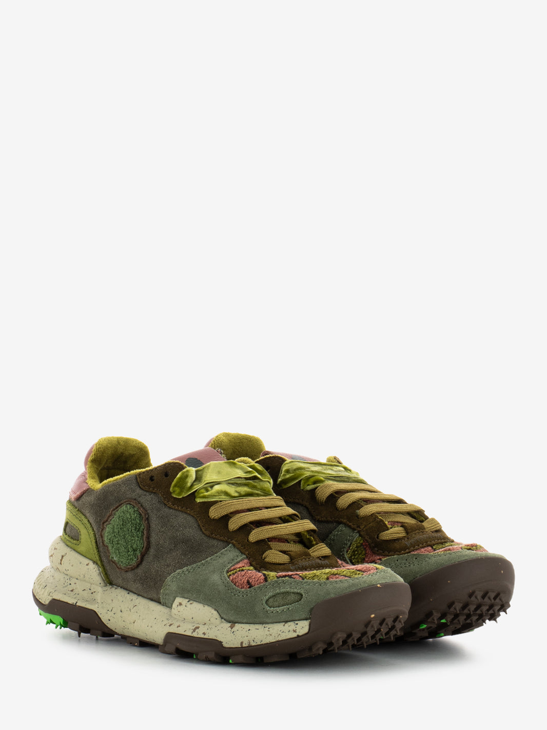 Sneakers Chacrona suede kilim green