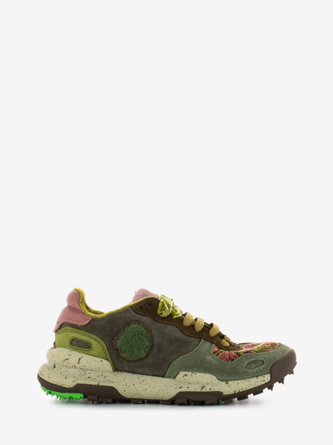 Sneakers Chacrona suede kilim green