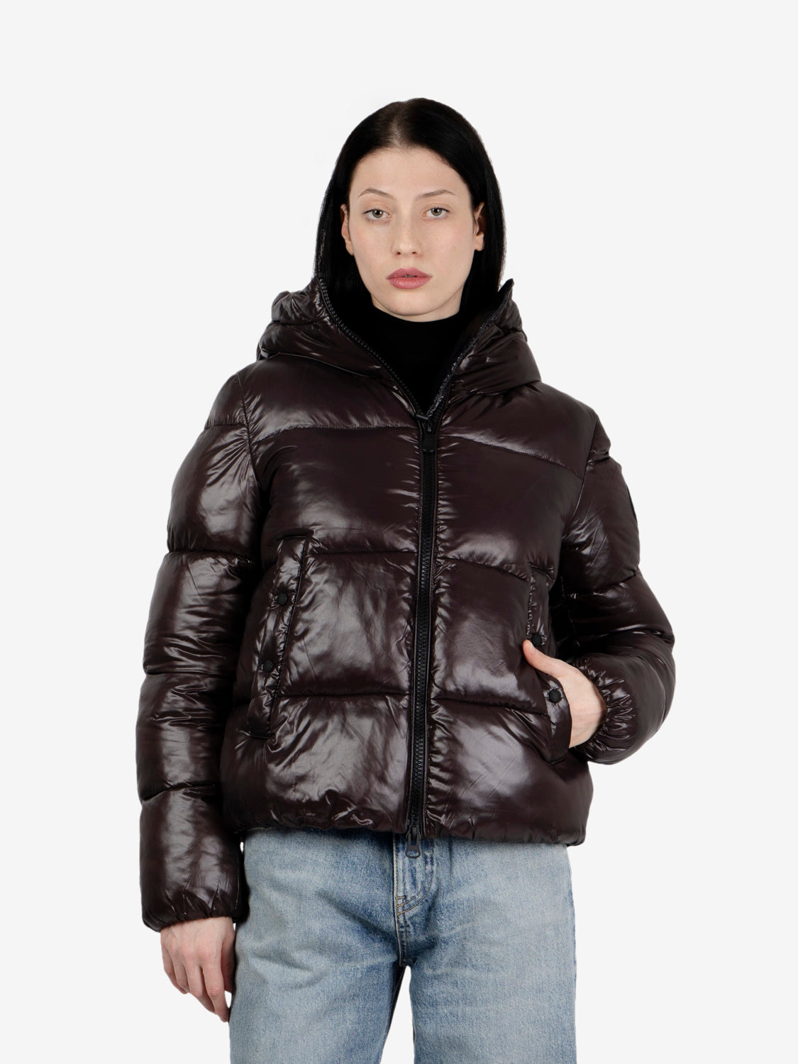 Giacca con cappuccio Biddy marrone / nero