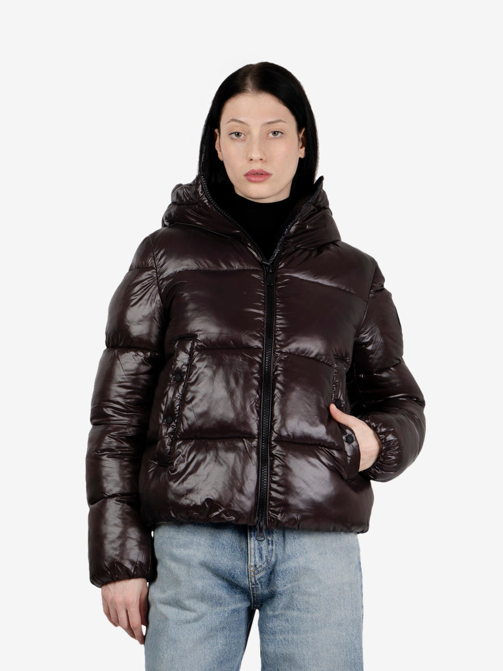 Giacca con cappuccio Biddy marrone / nero