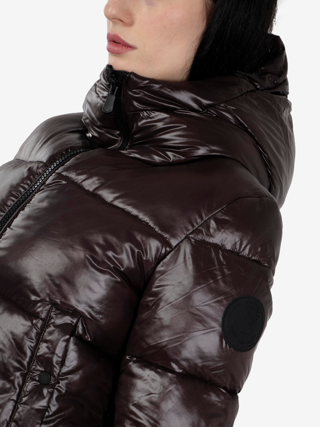 Giacca con cappuccio Biddy marrone / nero