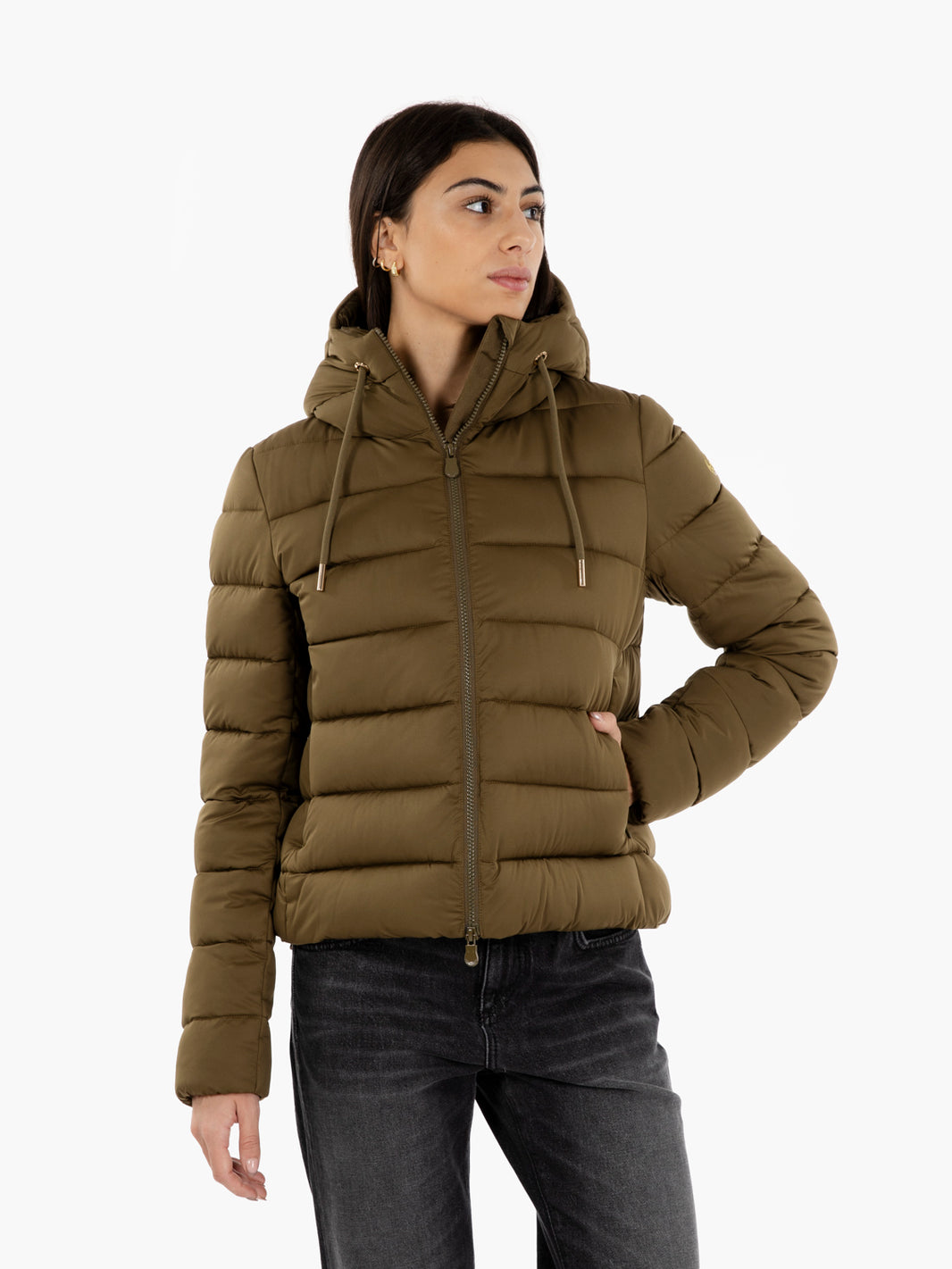 Hooded jacket Treat bark green