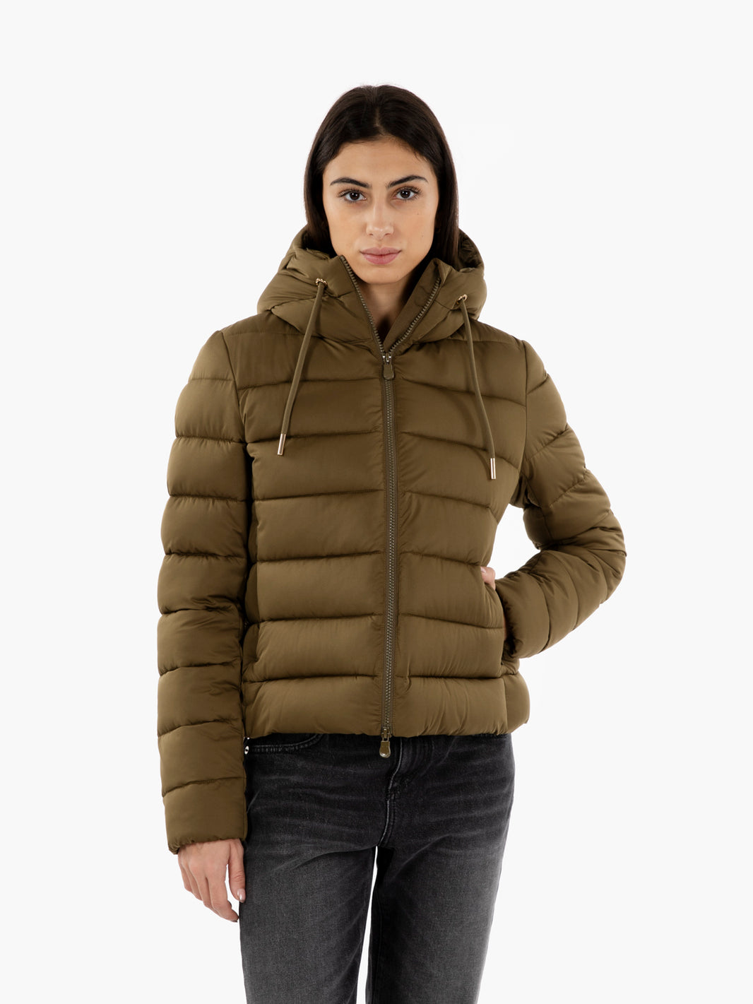 Hooded jacket Treat bark green