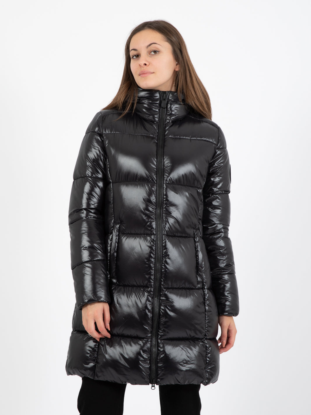 Luck17 Ines hooded black long down jacket